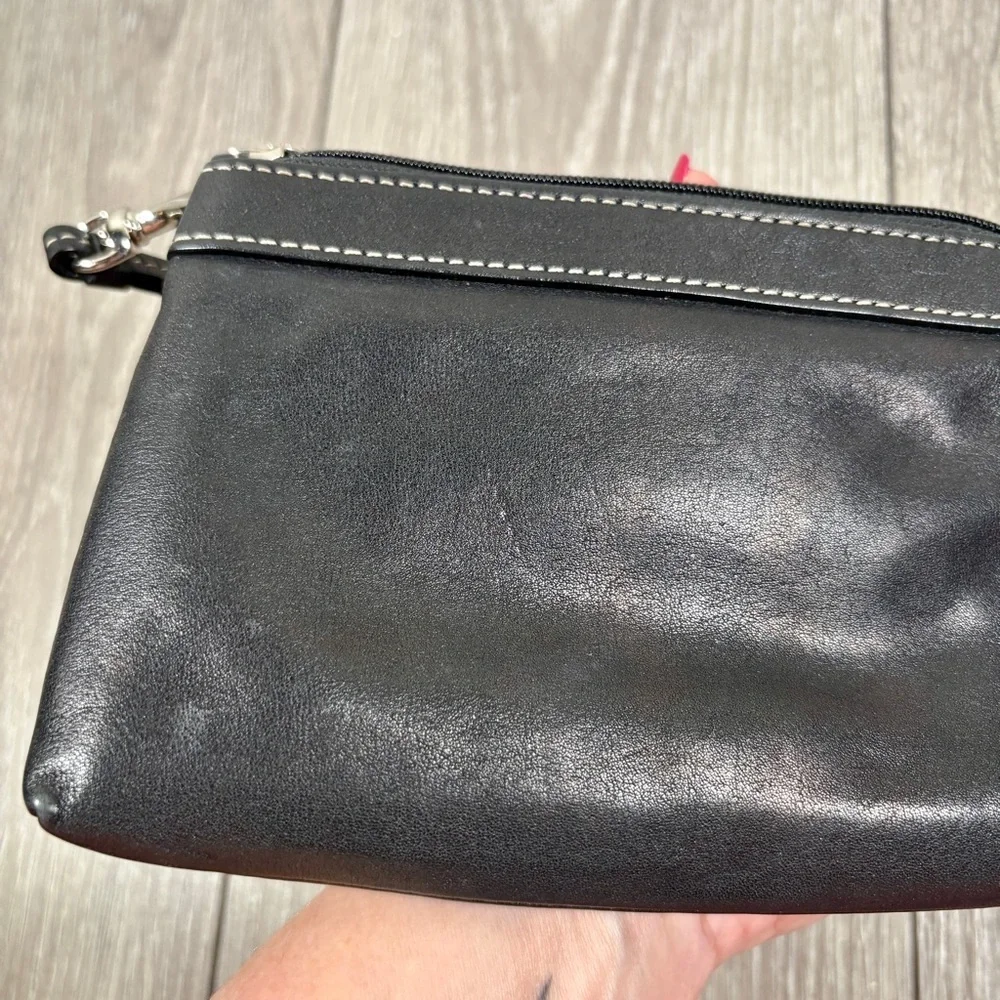 Coach Black Leather Wristlet